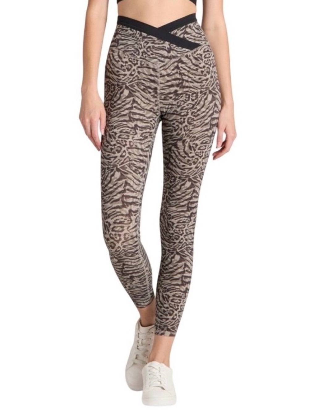 JoyLab Zebra Print Crossover Leggings 7/8 High Waisted Y2K Animal Print XS Gym